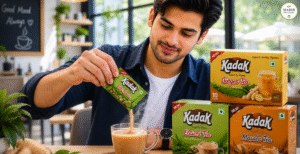 Kadak Ginger Tea, Elaichi Tea and Masala Tea Instant Tea Premix preparation with 90 ml hot water